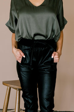 Collection of Vegan Leather Luxe Joggers in a gallery layout