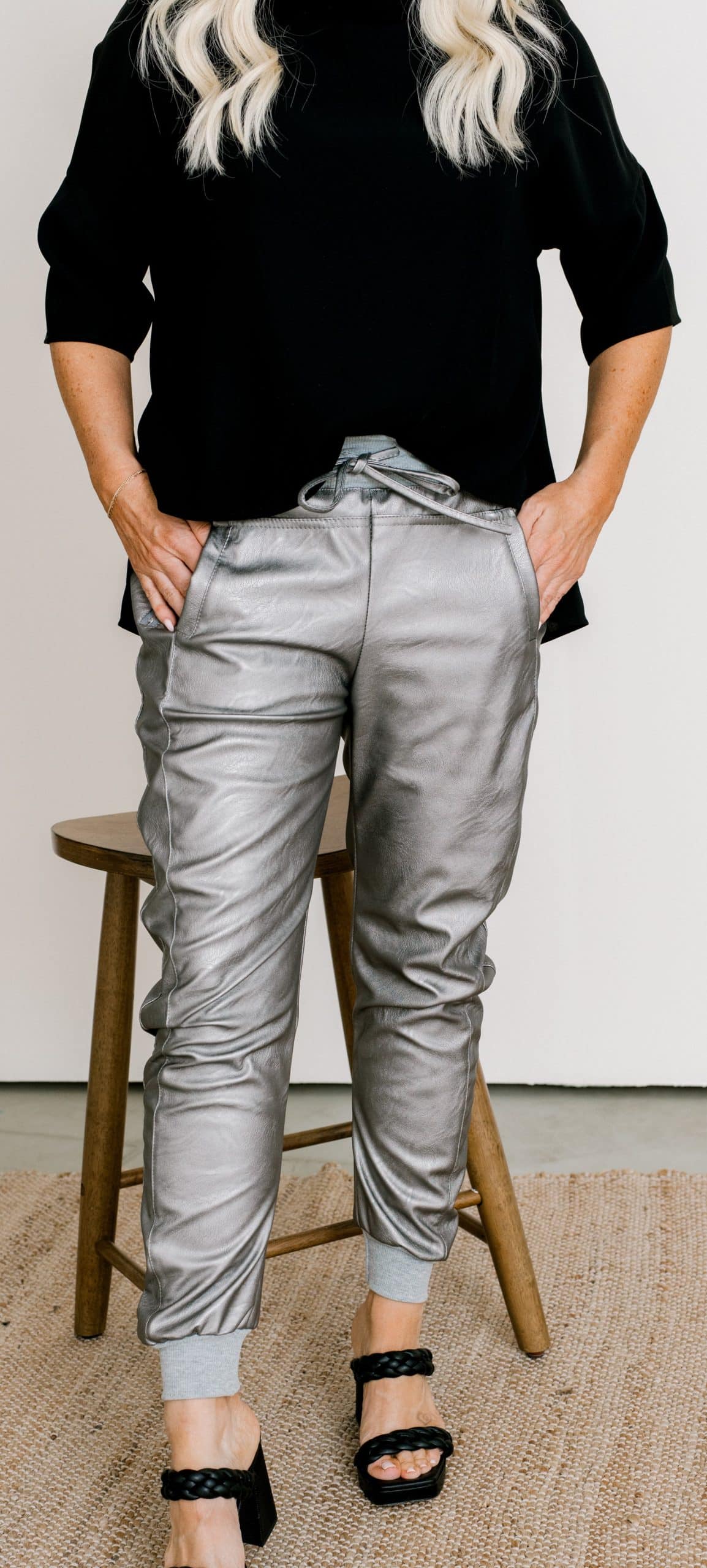 Collection of Vegan Leather Luxe Joggers in a gallery layout