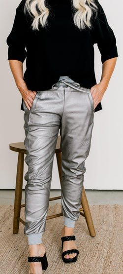 Collection of Vegan Leather Luxe Joggers in a gallery layout