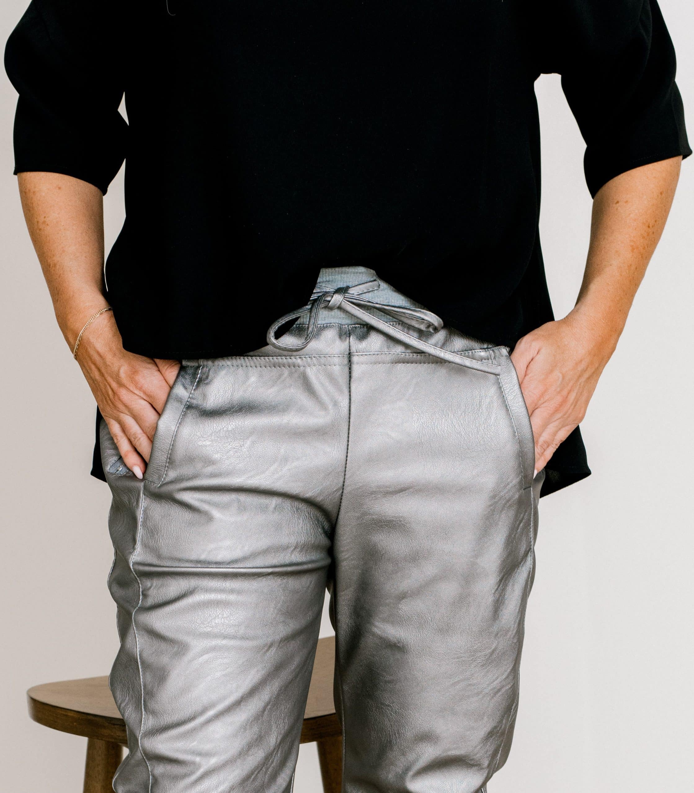 Collection of Vegan Leather Luxe Joggers in a gallery layout