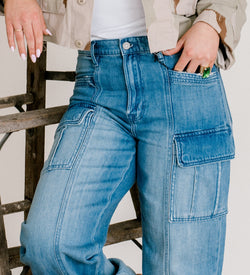 Collection of Alyx -Medium Wash Cargo Baggy Jeans in a gallery layout