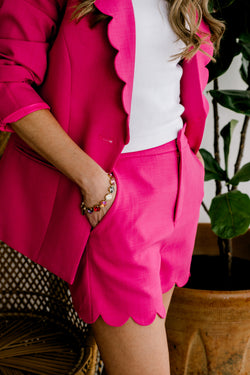 Image of Fuchsia Scallop Blazer