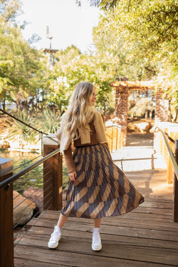 Collection of Flower Printed Pleated Skirt in a gallery layout