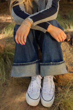 Collection of Classic Chroma Wide-Leg Cuffed Jeans in a gallery layout