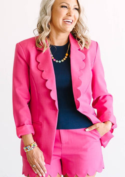Image of Fuchsia Scallop Blazer