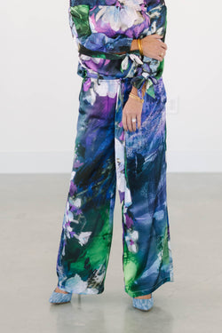 Collection of Charmeuse Floral Palazzo Pant in a gallery layout