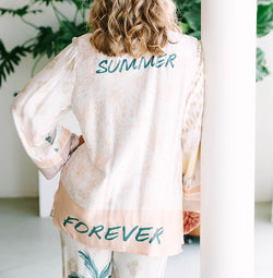 Collection of Summer Paradise Satin Printed Blazer in a gallery layout