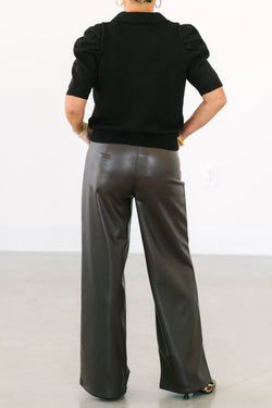 Collection of Chocolate Vegan Leather Pant in a gallery layout