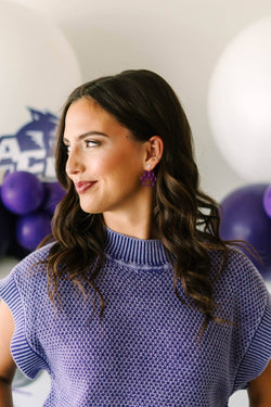 Collection of Purple Paw Earring in a gallery layout