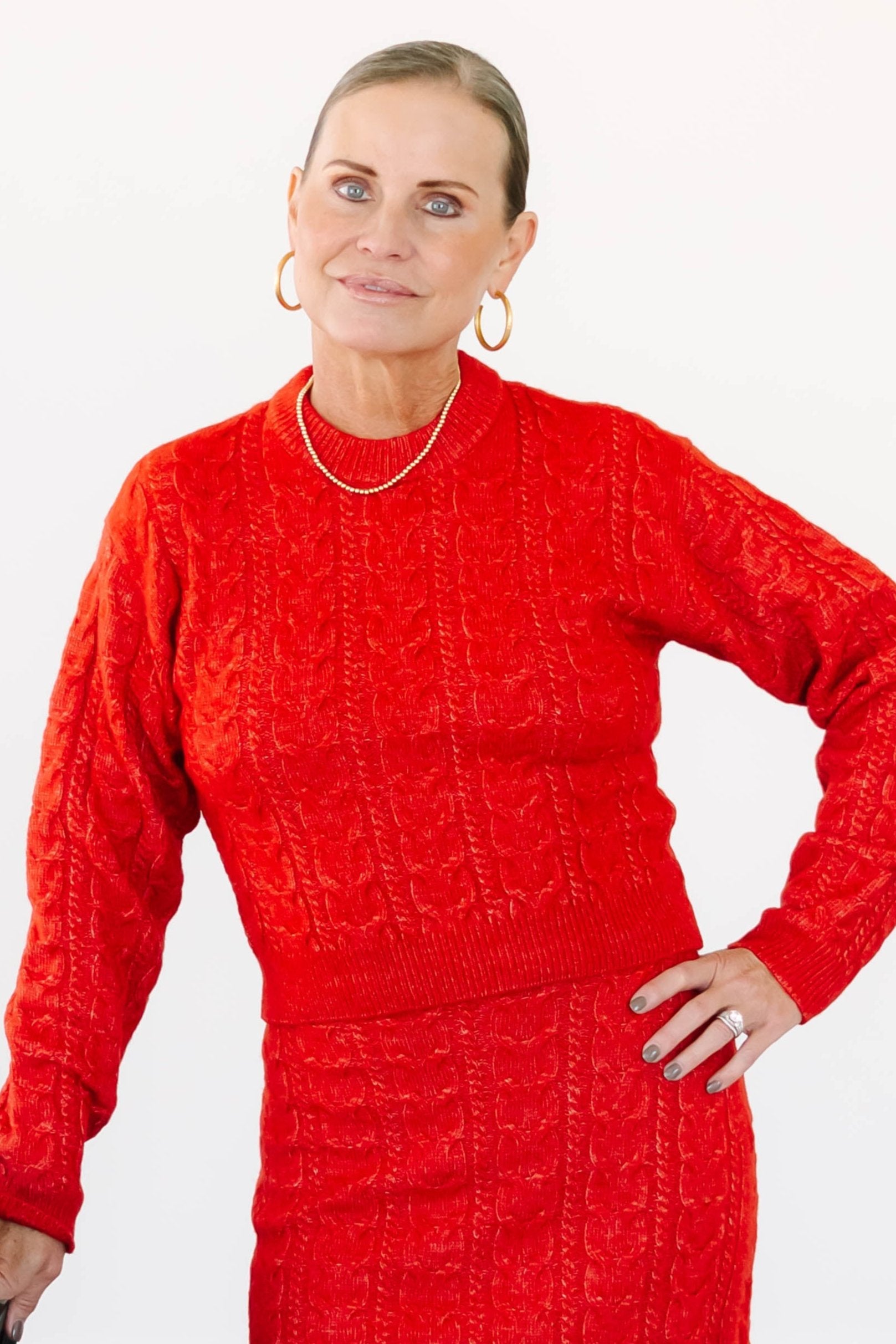 Collection of Carli Cable Knit Sweater in a gallery layout