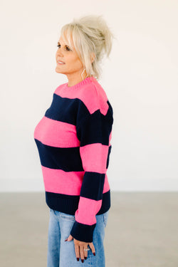 Collection of Berry Striped Sweater in a gallery layout