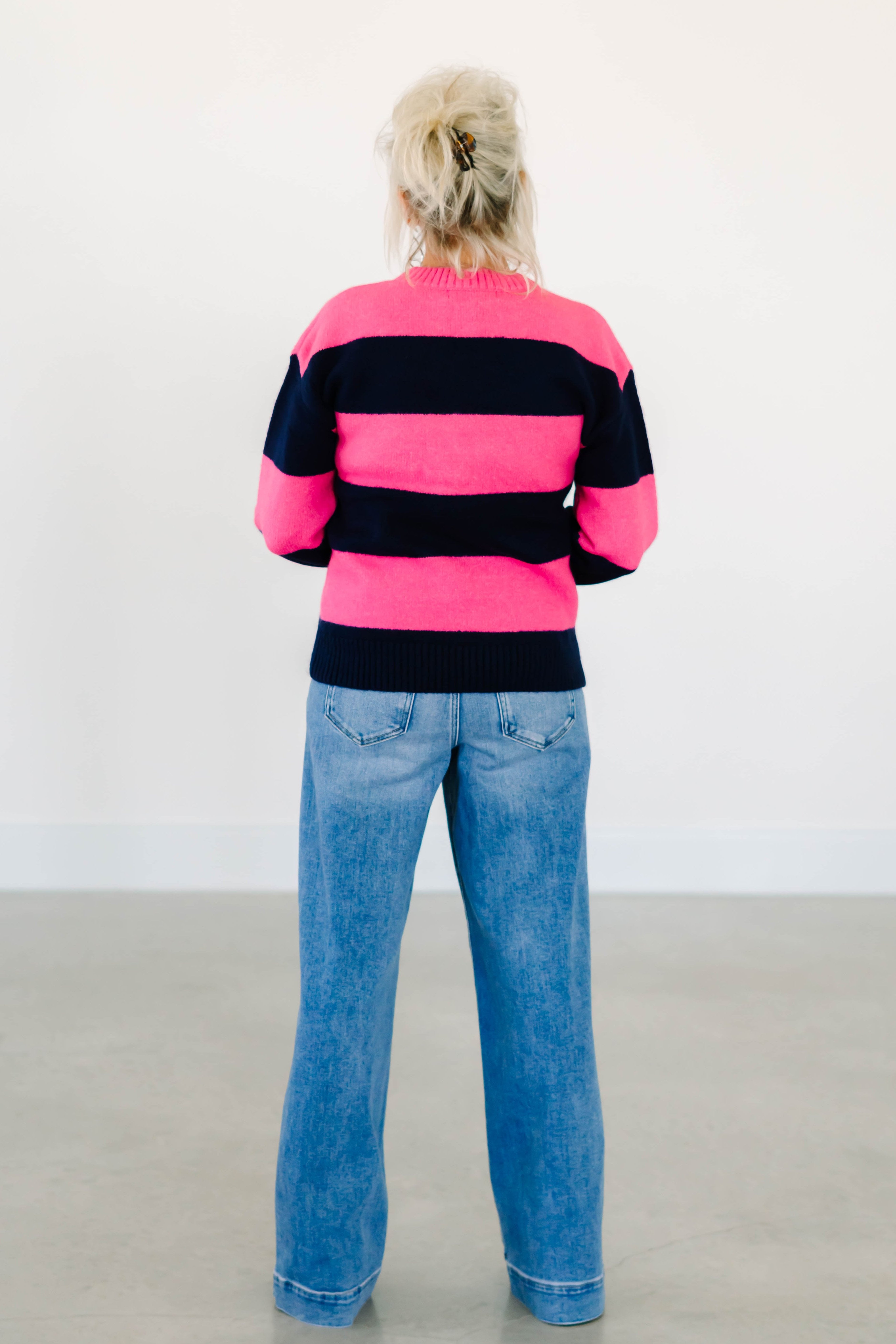 Collection of Berry Striped Sweater in a gallery layout