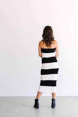 Collection of Striped Sweetheart Midi Dress in a gallery layout