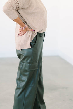 Collection of Vegan Leather Cargo Pants in a gallery layout