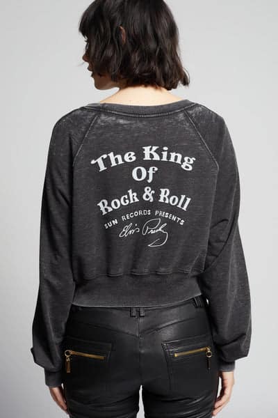 Collection of Rock 'n' Roll Royalty Cropped Sweatshirt Elvis' Legacy in a gallery layout