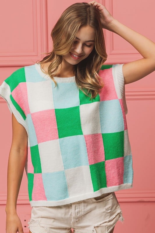 Checkerboard Sweater Vest