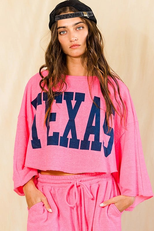 Collection of Texas Graphic Oversized Cropped Top in a gallery layout