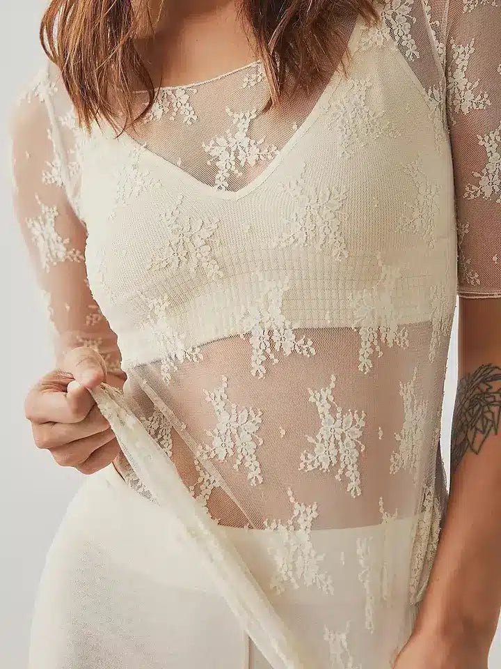 Collection of Lyndsey Lace Layering Top in a gallery layout