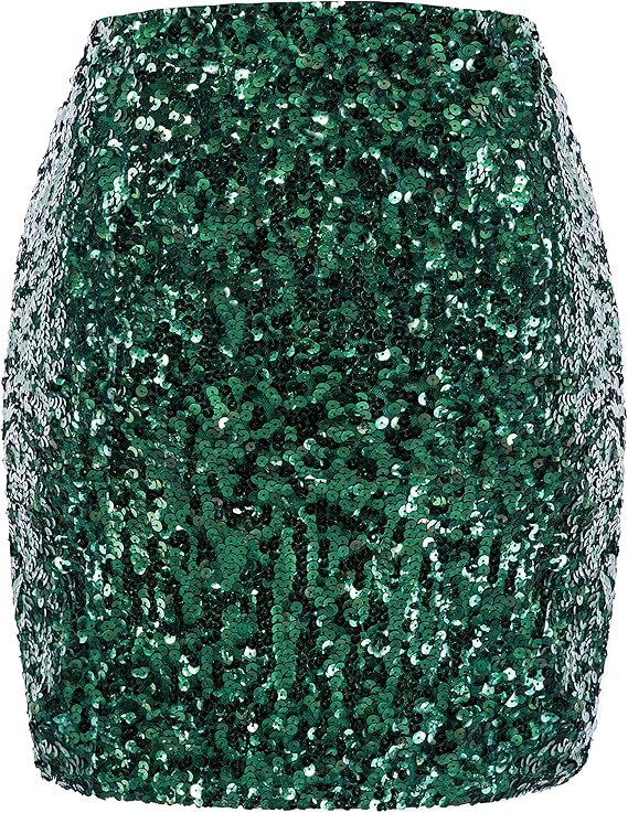 Collection of Glamorous Green Sequin Mini Skirt in a gallery layout